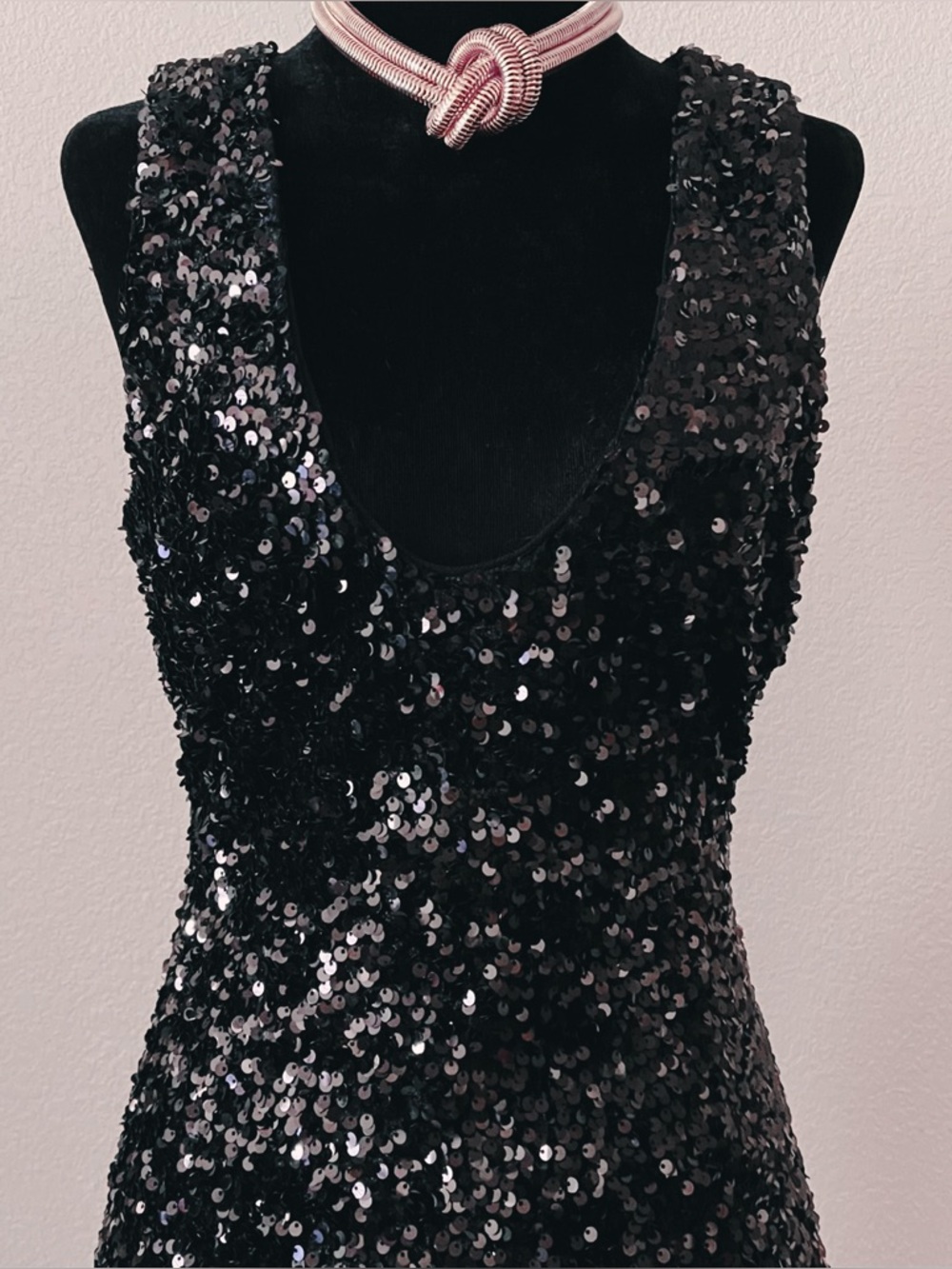 BADGLEY MISCHKA Velvet Sequin Slit Gown - Picture 6 of 12
